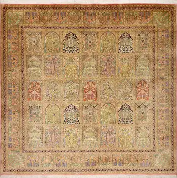 Ковёр Paradise Garden 1730 — зелёный и красный, растительный рисунок