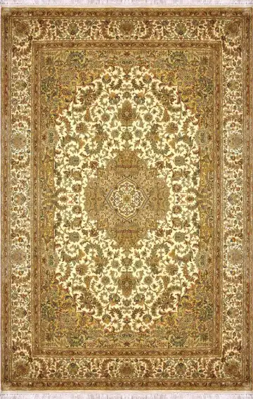 Ковёр Кашмир 1731 — золотистый и кремовый, с медальоном