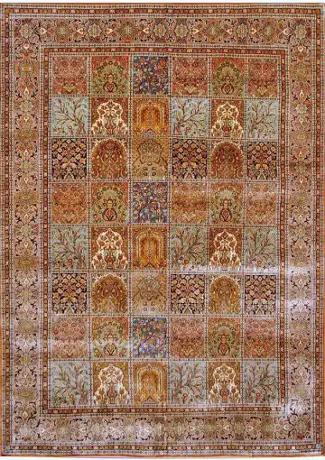 Ковёр Кашмир 1737 — кремовый и красный, сюжетный рисунок