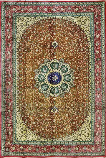 Персидский ковёр 1758 — коричневый и красный, с медальоном