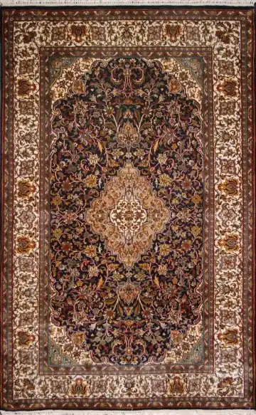 Ковёр Кашмир 1761 — коричневый и кремовый, с медальоном