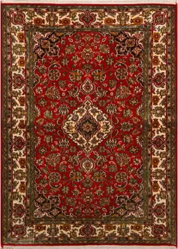 Ковёр Кашмир 1762 — красный и кремовый, с медальоном