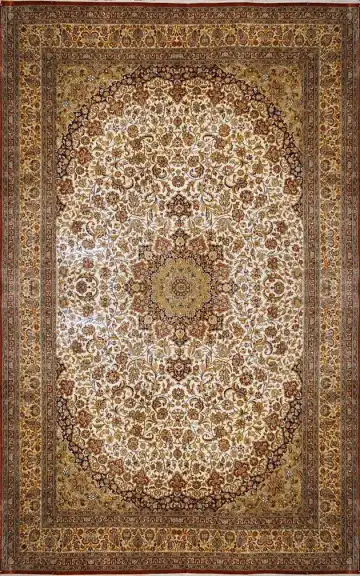 Ковёр Кашмир 1763 — кремовый и коричневый, с медальоном