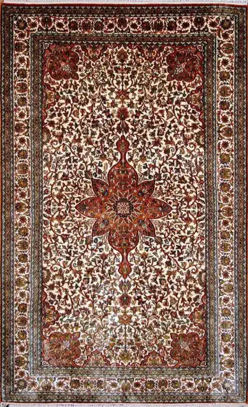 Ковёр Кашмир 1767 — кремовый и коричневый, с медальоном