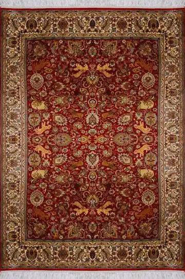 Ковёр Кашмир 1768 — красный и золотистый, растительный рисунок