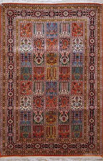 Индийский ковёр 1770 — коричневый и синий, пэчворк