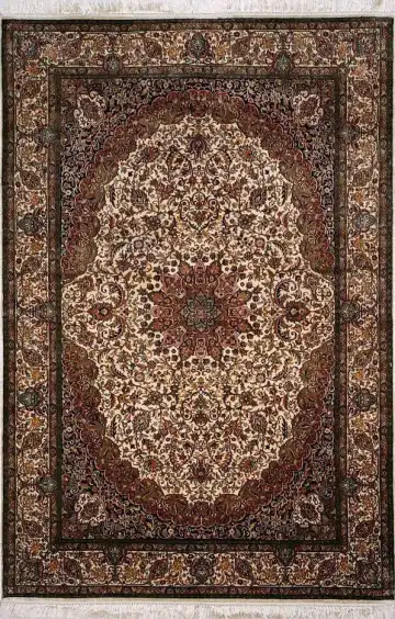 Ковёр Кашмир 1777 — коричневый и кремовый, с медальоном