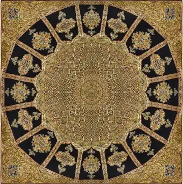 Ковёр Gombad 1782 — жёлтый и коричневый, с медальоном