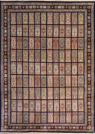 Ковёр Кашмир 1787 — фиолетовый и кремовый, сюжетный рисунок