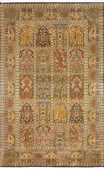 Ковёр Paradise Garden 1792 — коричневый и золотистый, сюжетный рисунок