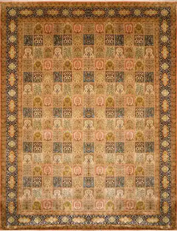 Индийский ковёр 1797 — бежевый и красный, геометрический рисунок