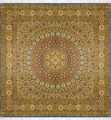 Ковёр Gombad 1799 — жёлтый и коричневый, с медальоном