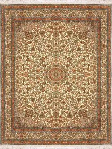 Ковёр Кашмир 1803 — кремовый и коричневый, с медальоном