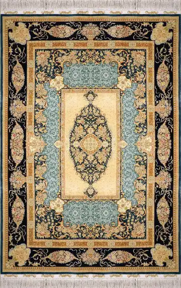 Ковёр Хереке 1805 — кремовый и чёрный, с медальоном