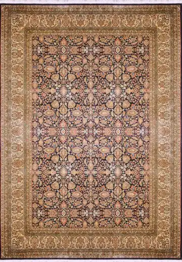 Ковёр Кашмир 1806 — чёрный и кремовый, восточный орнамент