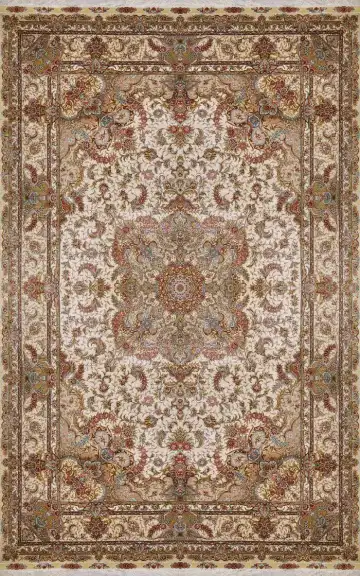 Ковёр Хереке 1820 — кремовый и белый, с медальоном