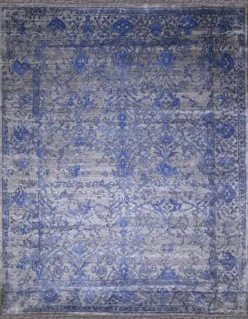 Ковёр Shabby Classic 1827 — серый и синий, с медальоном