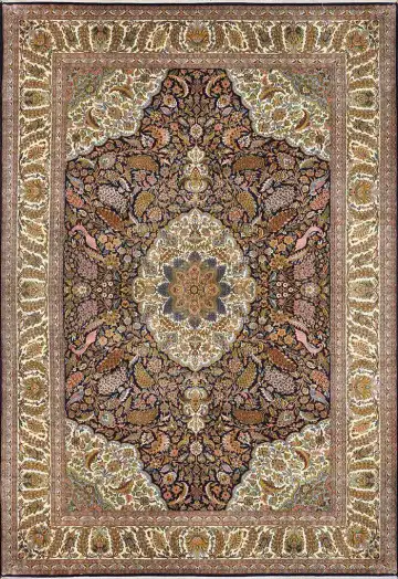Ковёр Кашмир 1830 — бордовый и кремовый, с медальоном