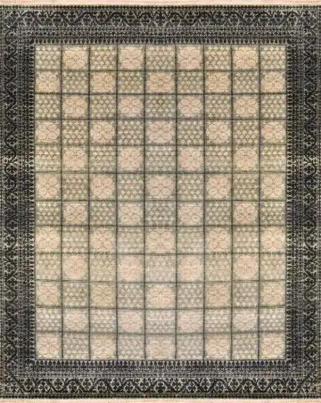 Индийский ковёр 1836 — кремовый и чёрный, геометрический рисунок