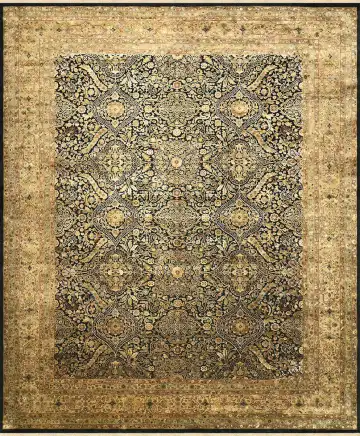 Ковёр Rajastan 1844 — чёрный и кремовый, растительный рисунок