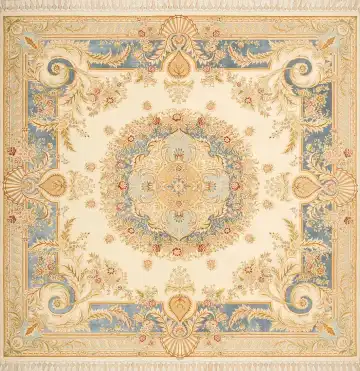 Ковёр Savonnerie 1855 — кремовый и голубой, растительный рисунок