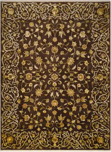 Ковёр Rajastan 1874 — коричневый и золотистый, растительный рисунок