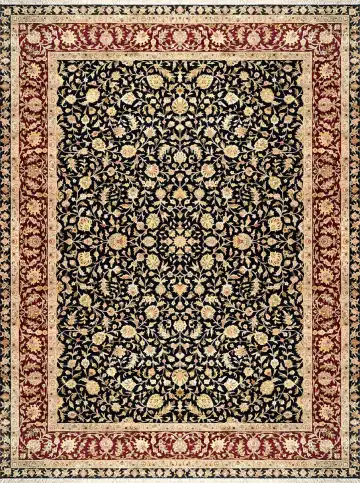 Ковёр Rajastan 1880 — чёрный и кремовый, растительный рисунок