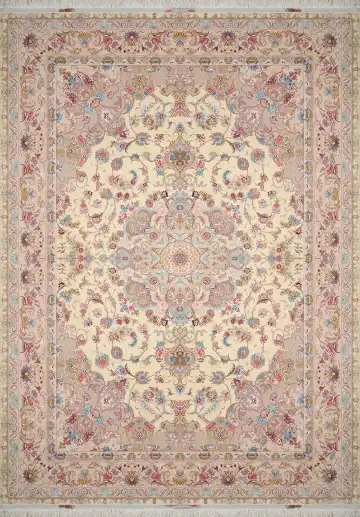 Ковёр Тебриз 1884 — кремовый и красный, растительный рисунок