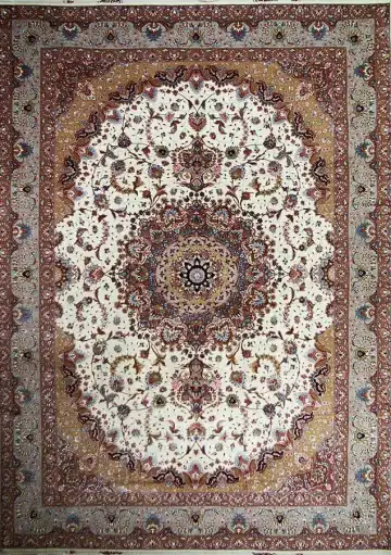 Персидский ковёр 1886 — кремовый и коричневый, с медальоном