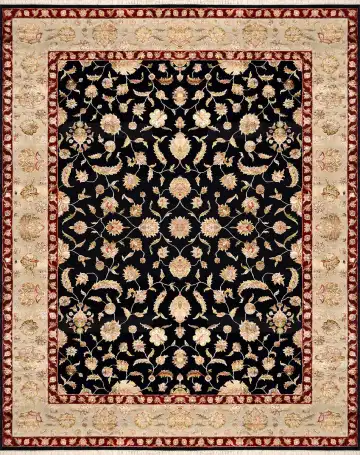 Ковёр Rajastan 1887 — чёрный и кремовый, растительный рисунок