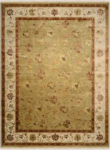 Ковёр Rajastan 1900 — зелёный и коричневый, растительный рисунок