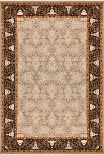 Ковёр Damask 1923 — кремовый и бордовый, с медальоном