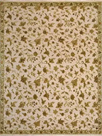 Ковёр Lily 1949 — кремовый и зелёный, растительный рисунок