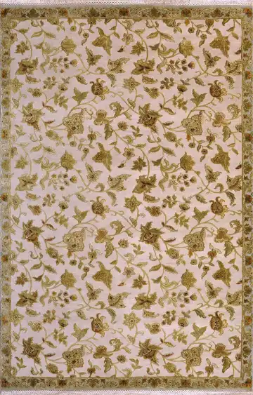 Ковёр Lily 1968 — кремовый и зелёный, растительный рисунок