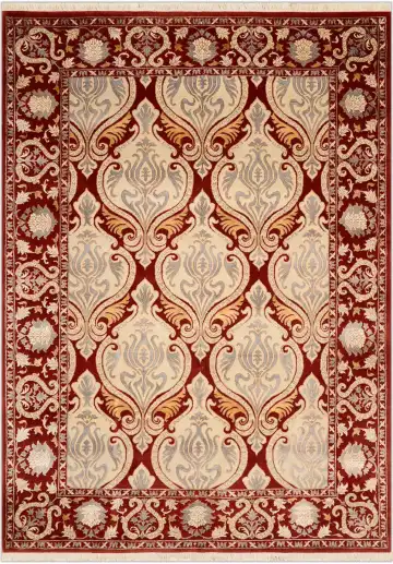 Ковёр Damask 2004 — бордовый и кремовый, с медальоном
