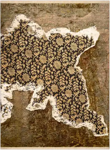 Ковёр Artefact 2046 — коричневый и белый, растительный рисунок