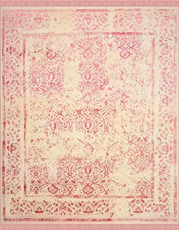 Ковёр Shabby Classic 2051 — розовый и кремовый, растительный рисунок