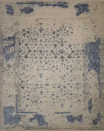 Ковёр Shabby Classic 2056 — голубой и кремовый, растительный рисунок