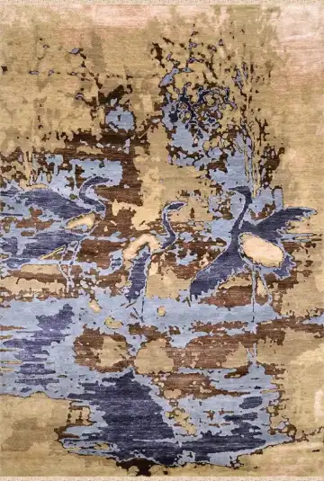 Ковёр Abstraction 2071 — бежевый и синий, абстрактный рисунок
