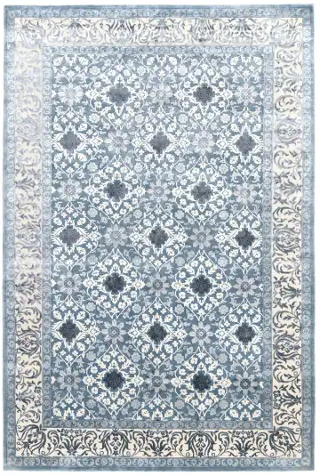 Ковёр Damask 2091 — голубой и кремовый, с медальоном