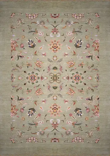 Ковёр Mille Fleur 2100 — серый и красный, растительный рисунок