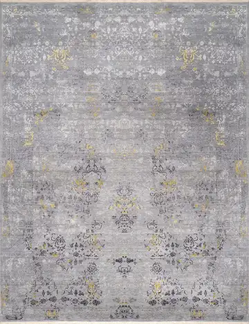 Ковёр Shabby Classic 2104 — серый и золотистый, с медальоном