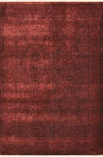 Индийский ковёр 2115 — красный и бордовый, восточный орнамент