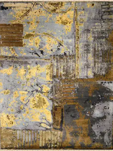 Ковёр Abstraction 2126 — серый и жёлтый, винтажный рисунок