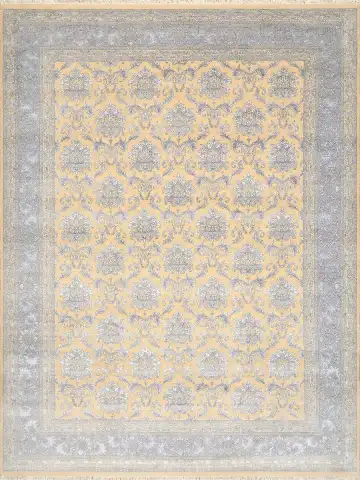 Ковёр Damask 2130 — жёлтый и серый, растительный рисунок