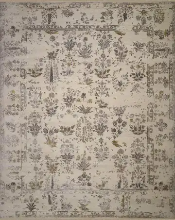 Ковёр Shabby Classic 2147 — кремовый и серый, растительный рисунок