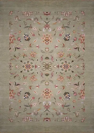 Ковёр Mille Fleur 2148 — серый и красный, растительный рисунок