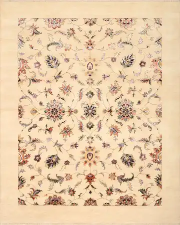 Ковёр Mille Fleur 2162 — кремовый и красный, растительный рисунок