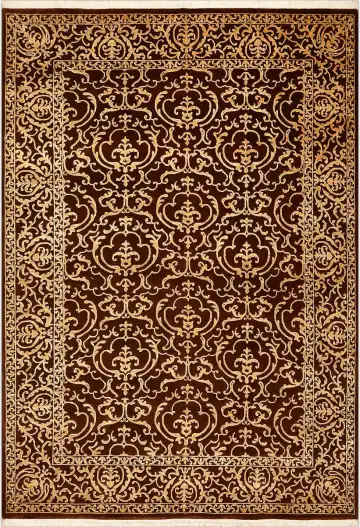 Ковёр Damask 2172 — коричневый и золотистый, с медальоном