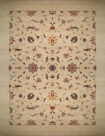 Ковёр Mille Fleur 2190 — кремовый и красный, растительный рисунок